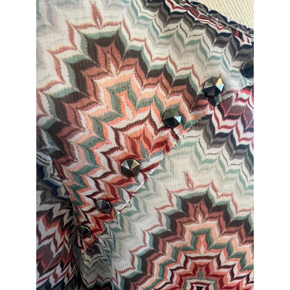 EYESHADOW PATTERENED SHEERV NECK BLOUSE WOMENS PLUS SIZE 1X - Picture 7 of 10